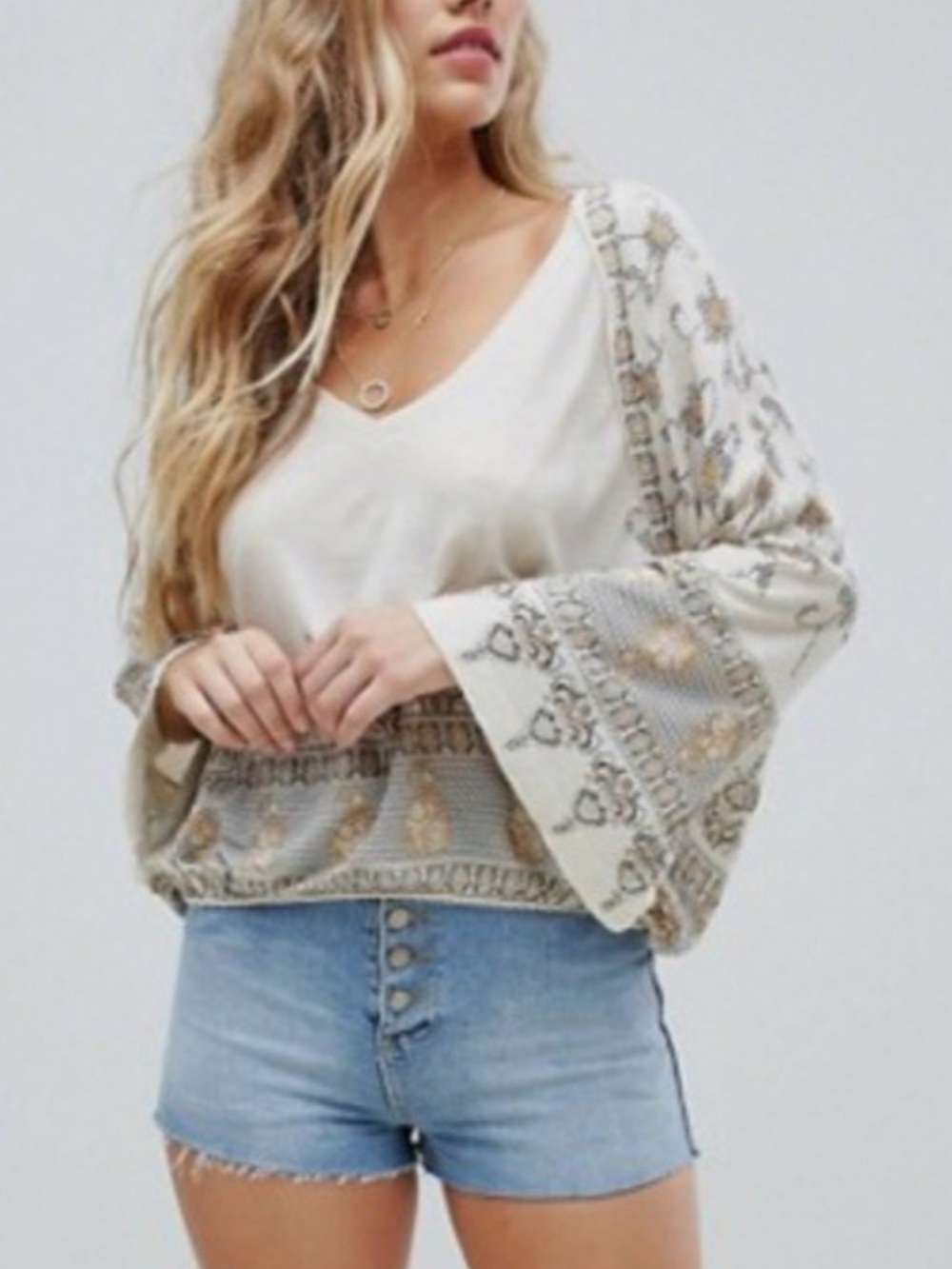Free People medallion printed v-neck top*